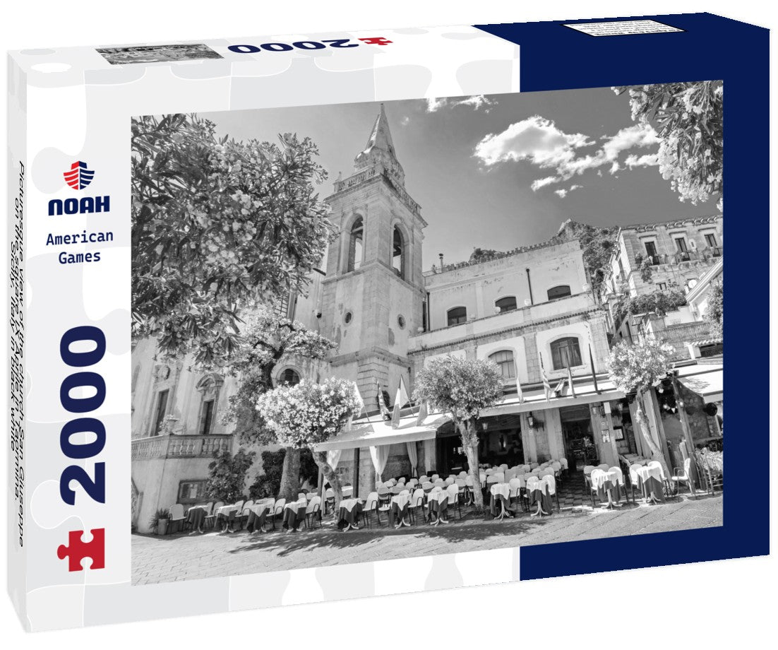 Noah Jigsaw Puzzle Picturesque view of the church San Giuseppe on the square IX Aprile in Taormina. Sicily, Italy in black white 2000 pieces