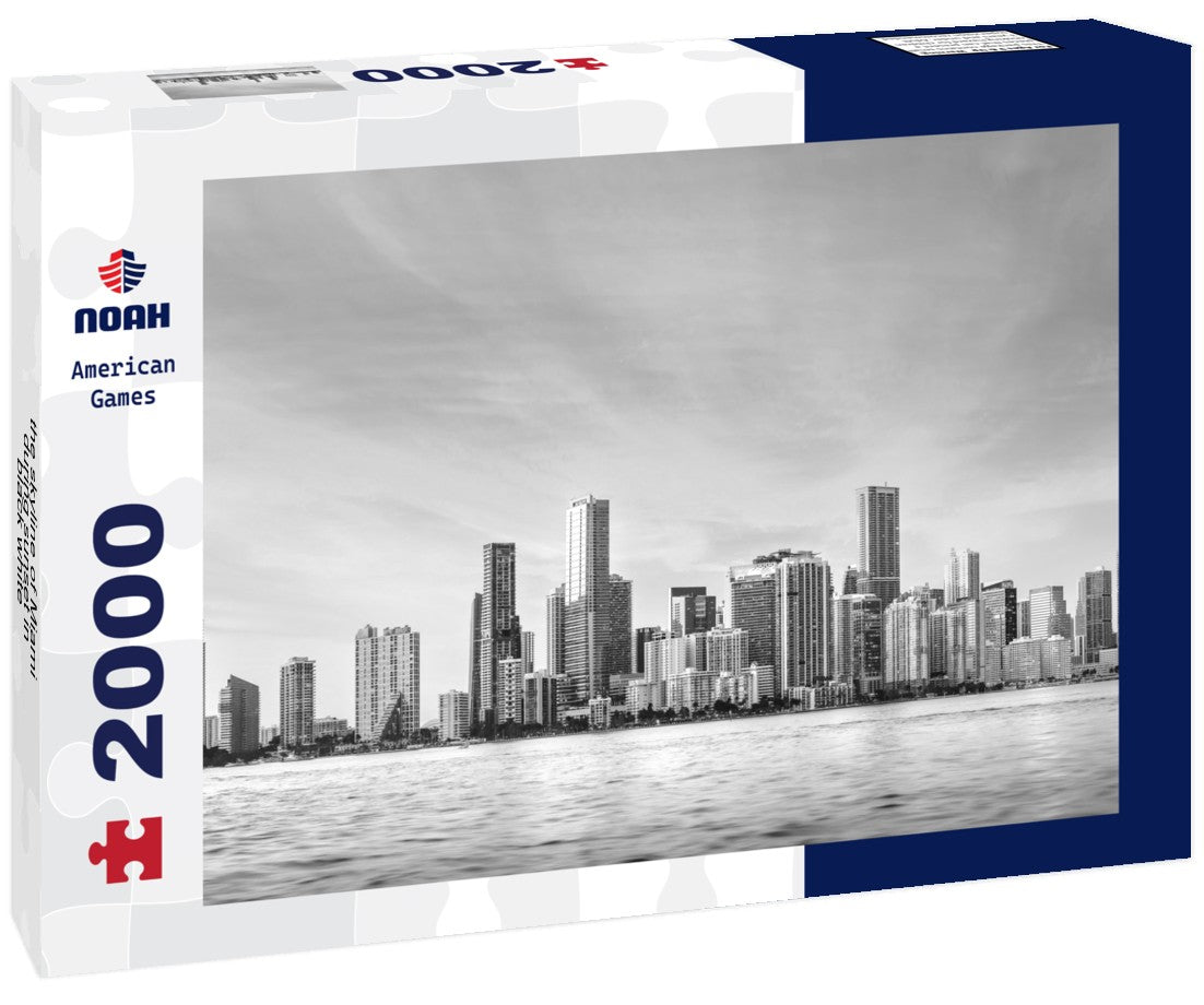 Noah Jigsaw Puzzle the skyline of Miami during sunset in black white 2000 pieces
