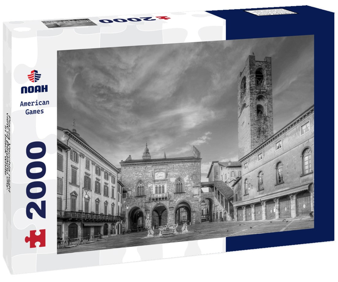 Piazza Vecchia night view of Bergamo city. 2000pc PuzzleBlack and White