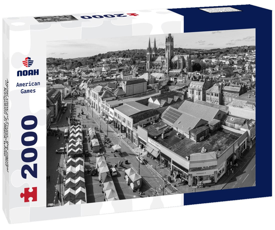 Noah Jigsaw Puzzle Aerial view of Truro, the capital of Cornwall, England, United Kingdom in black white 2000 pieces