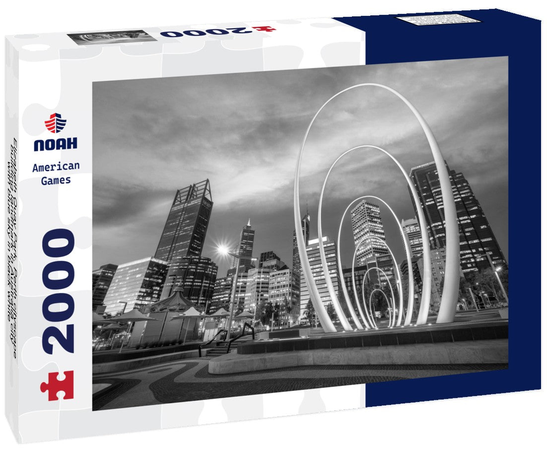 Noah Jigsaw Puzzle Elizabeth Quay Park, Perth cityscape building landmark in Australia city with blue sky in black white 2000 pieces