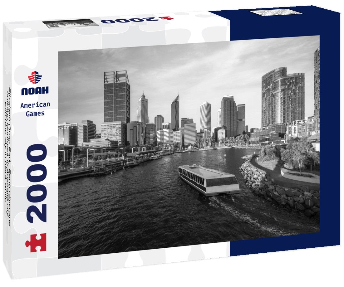 Noah Jigsaw Puzzle Elizabeth Quay Park, Perth cityscape building landmark in Australia city with blue sky in black white 2000 pieces