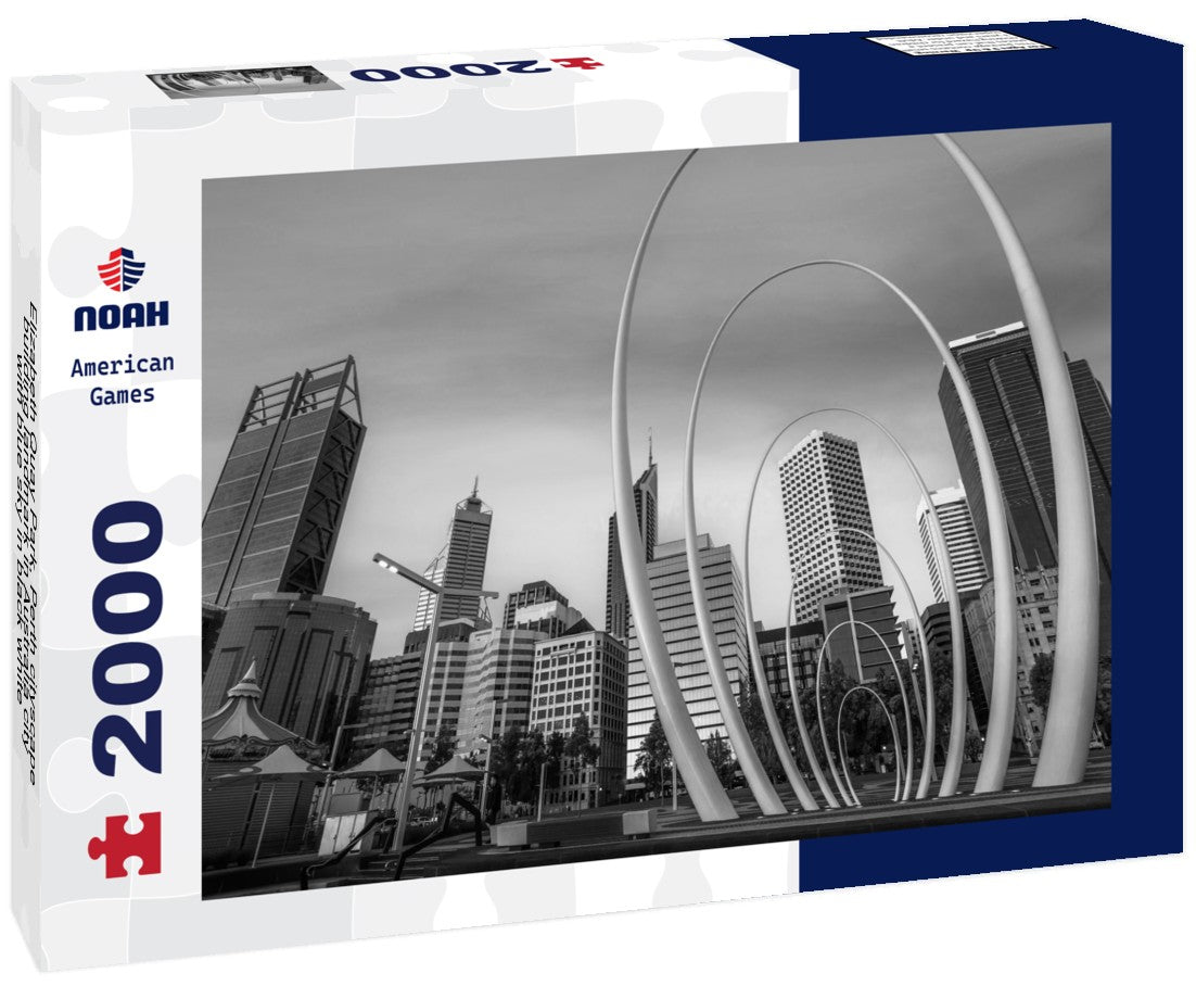 Noah Jigsaw Puzzle Elizabeth Quay Park, Perth cityscape building landmark in Australia city with blue sky in black white 2000 pieces