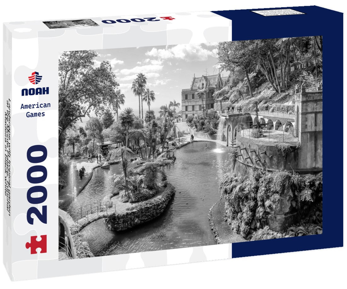 Noah Jigsaw Puzzle Landscape with tropical garden at the Monte Palace, Funchal, Madeira in black white 2000 pieces