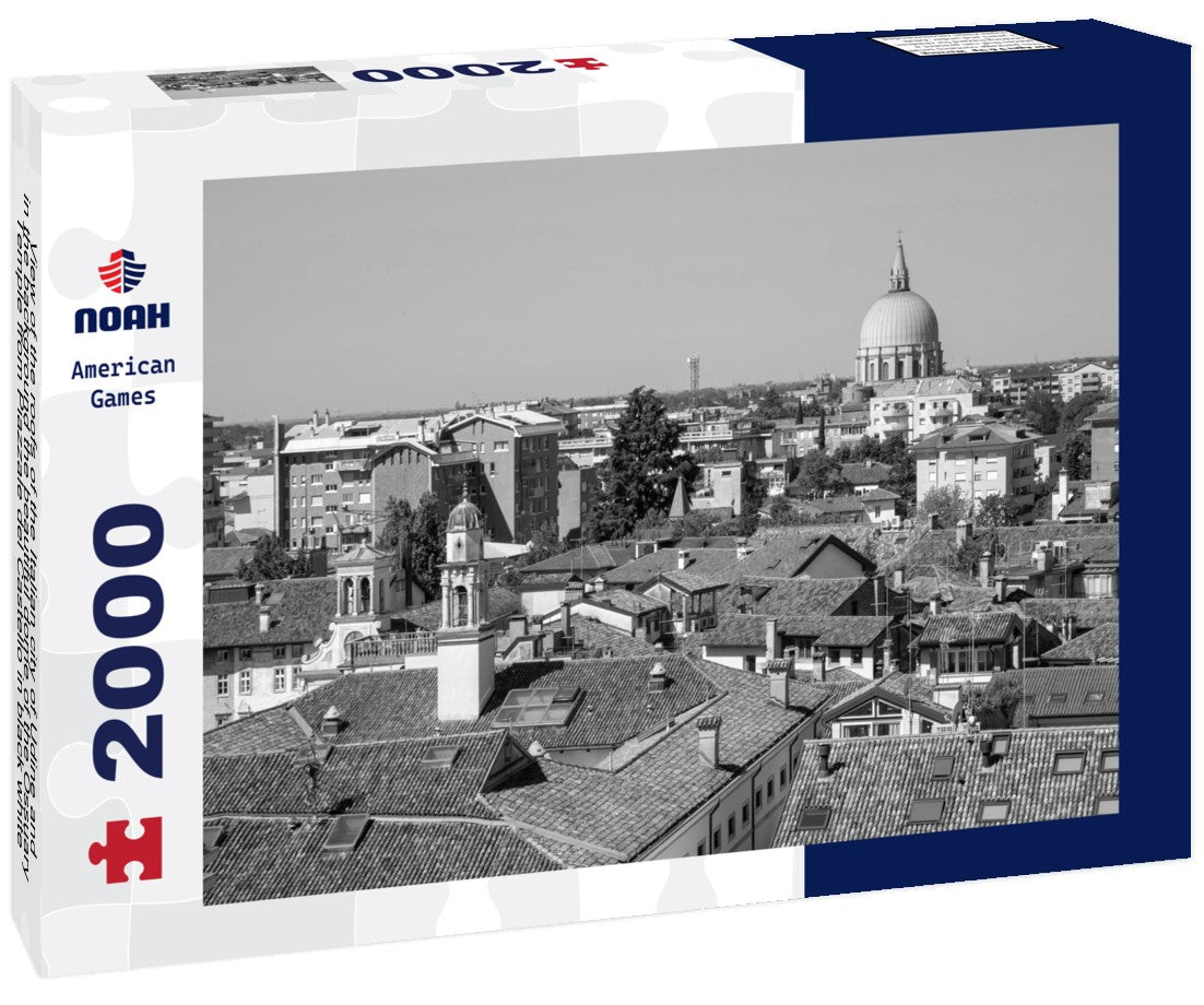 Noah Jigsaw Puzzle View of the roofs of the Italian city of Udine and in the background the beautiful dome of the Ossuary Temple from Piazzale del Castello in black white 2000 pieces