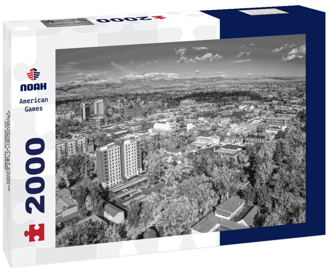Noah Jigsaw Puzzle Downtown Fort Collins, Colorado in Autumn in black white 2000 pieces