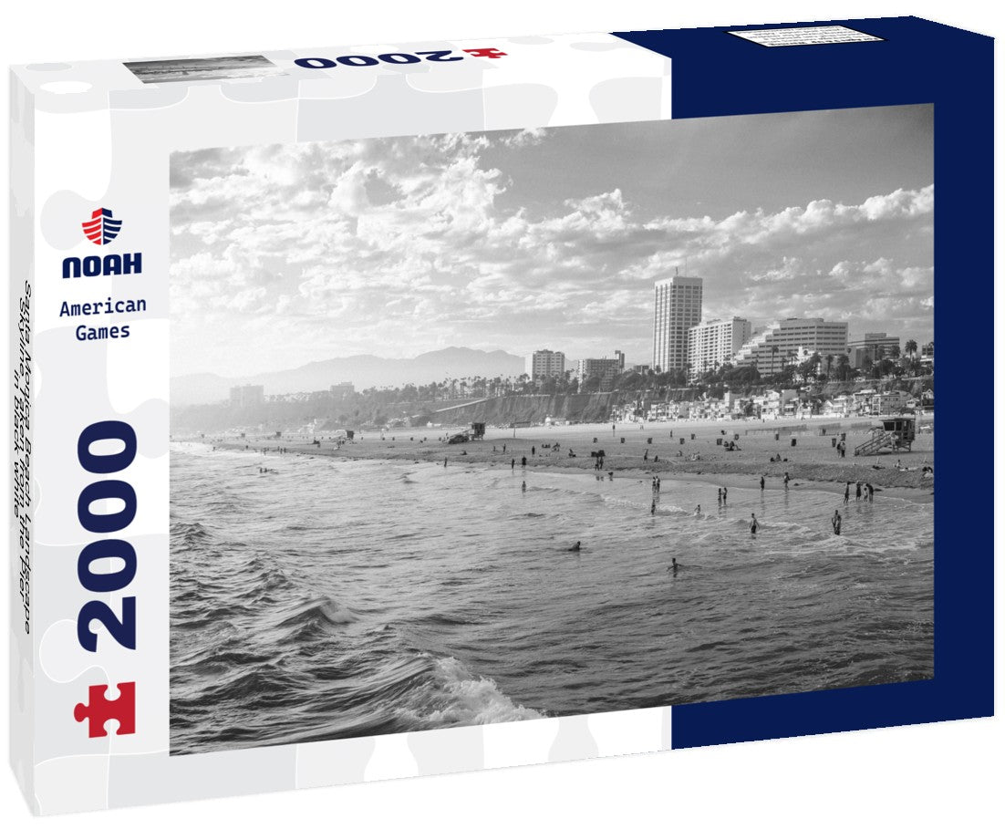 Noah Jigsaw Puzzle Santa Monica Beach Landscape Skyline Taken from the Pier in black white 2000 pieces