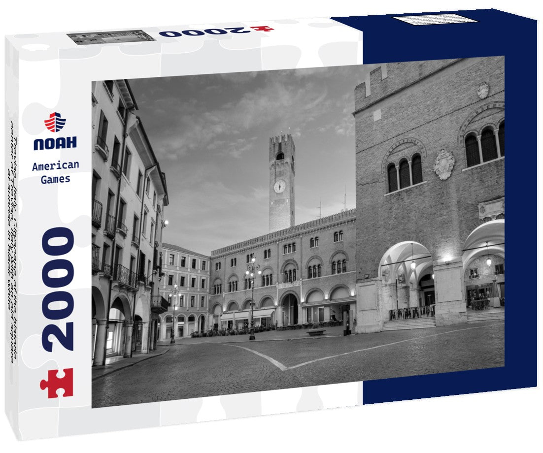 Noah Jigsaw Puzzle Treviso, Italy. Cityscape of the historic center of Treviso, Italy with an old square at sunrise in black white 2000 pieces