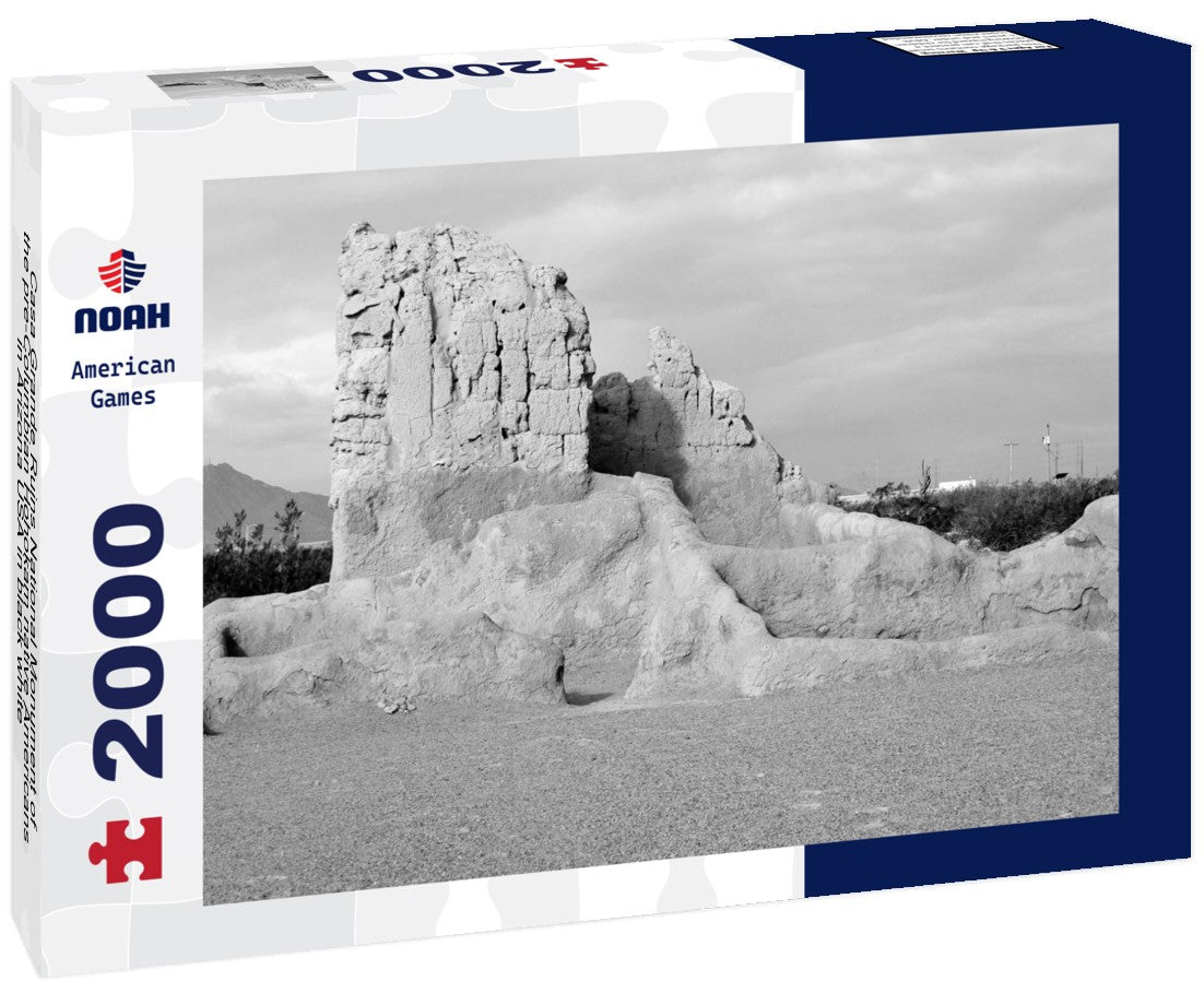 Noah Jigsaw Puzzle Casa Grande Ruins National Monument of the pre-Columbian Hohokam native Americans in Arizona USA in black white 2000 pieces