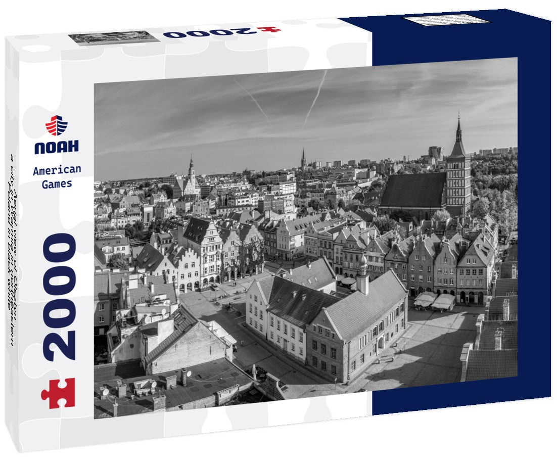 Noah Jigsaw Puzzle Aerial view of Olsztyn, a city in Warmia in northeastern Poland in black white 2000 pieces
