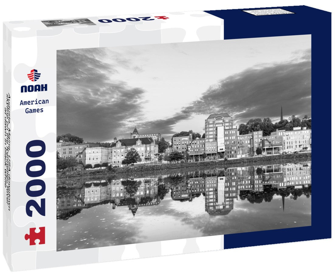 Noah Jigsaw Puzzle Augusta, Maine, USA downtown skyline on the Kennebec River at dawn in black white 2000 pieces