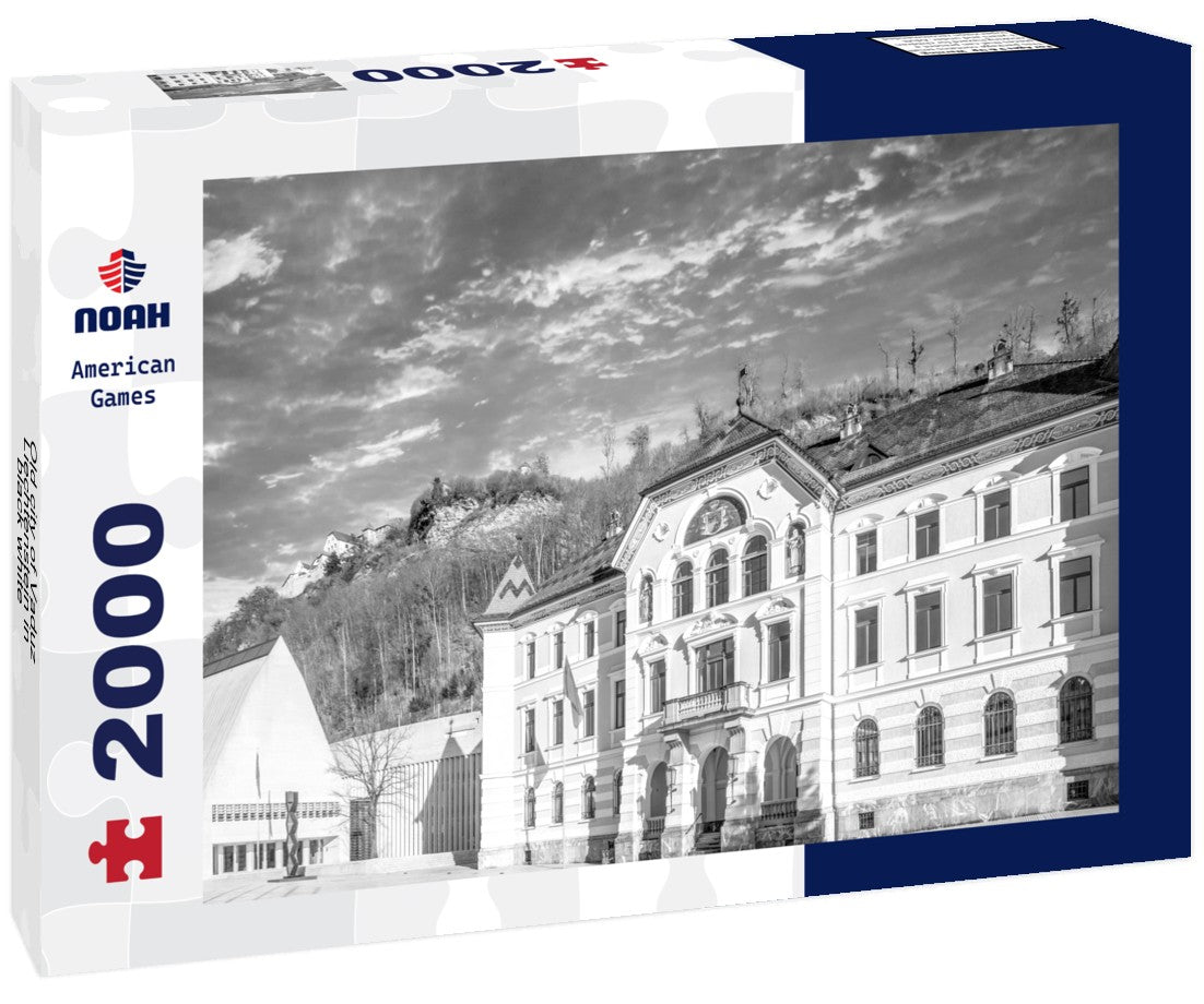 Noah Jigsaw Puzzle Old city of Vaduz, Liechtenstein in black white 2000 pieces