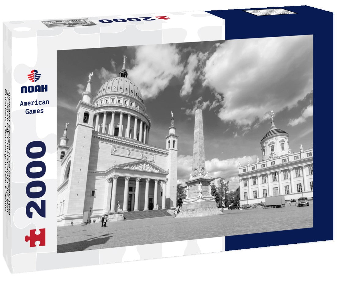Noah Jigsaw Puzzle Altmarkt Square (Old Market) with St. Nicholas Church and City Hall, Potsdam, Germany in black white 2000 pieces