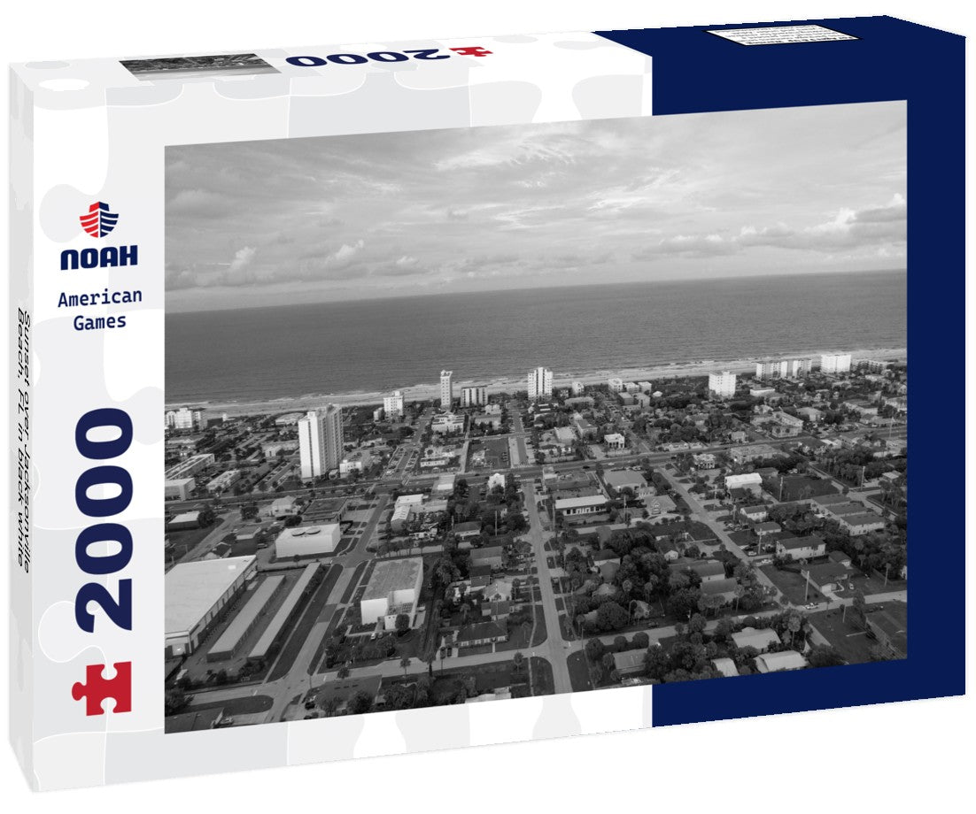 Noah Jigsaw Puzzle Sunset over Jacksonville Beach, FL in black white 2000 pieces