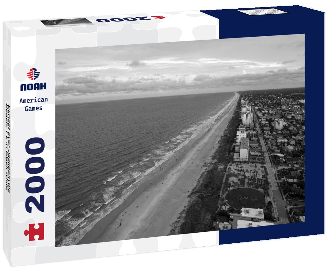 Noah Jigsaw Puzzle Sunset over Jacksonville Beach, FL in black white 2000 pieces