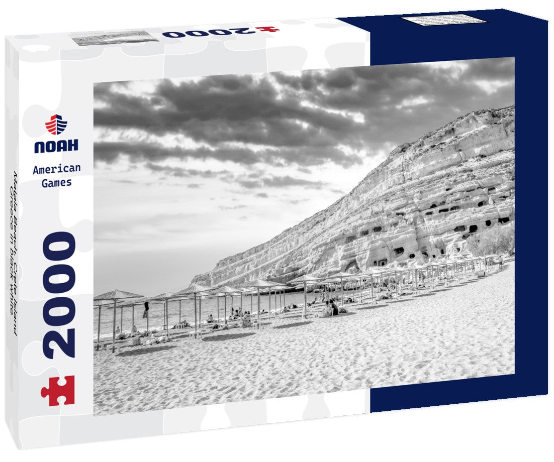 Noah Jigsaw Puzzle Matala Beach, Crete Island, Greece in black white 2000 pieces