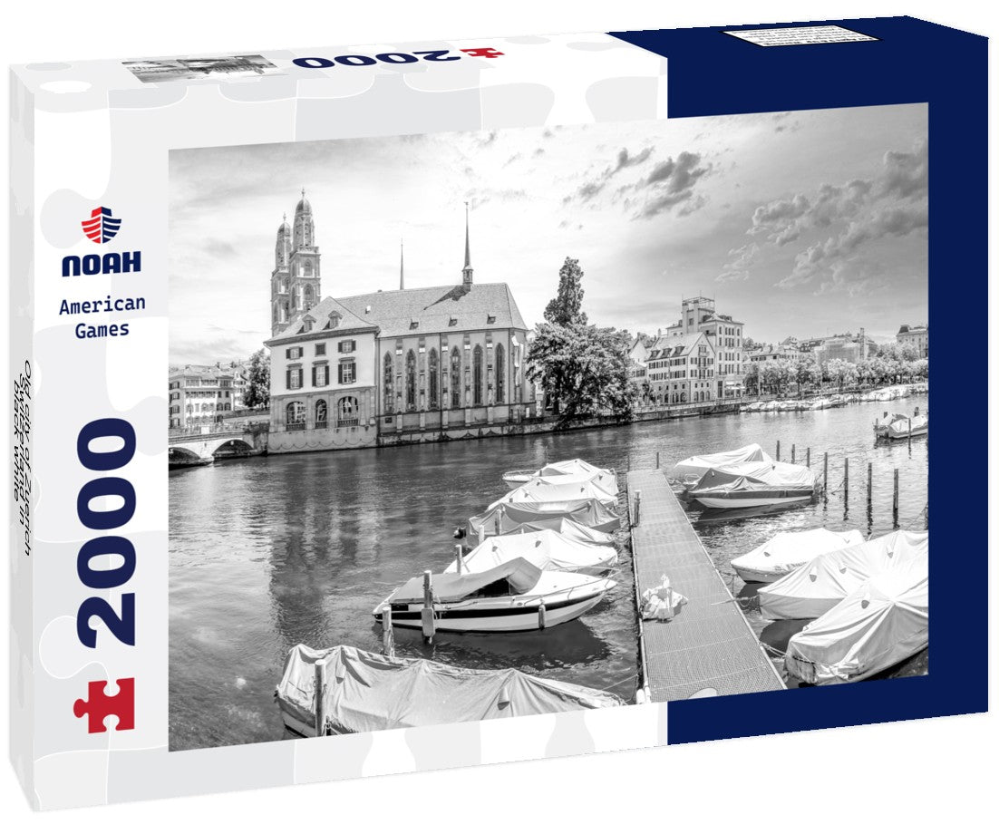 Noah Jigsaw Puzzle Old city of Zuerich, Switzerland in black white 2000 pieces