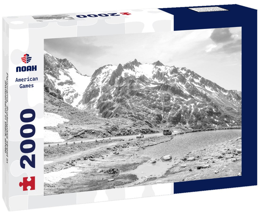 Noah Jigsaw Puzzle Panorama, Sustenpass street in Switzerland in black white 2000 pieces
