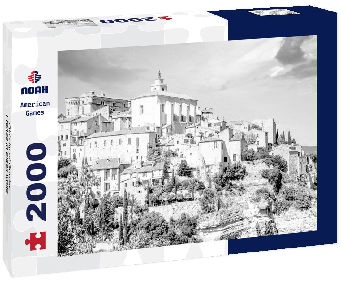 Noah Jigsaw Puzzle Old city of Gordes, France in black white 2000 pieces