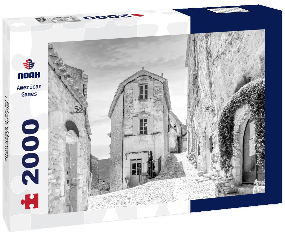 Noah Jigsaw Puzzle Old city of Lacoste, France in black white 2000 pieces