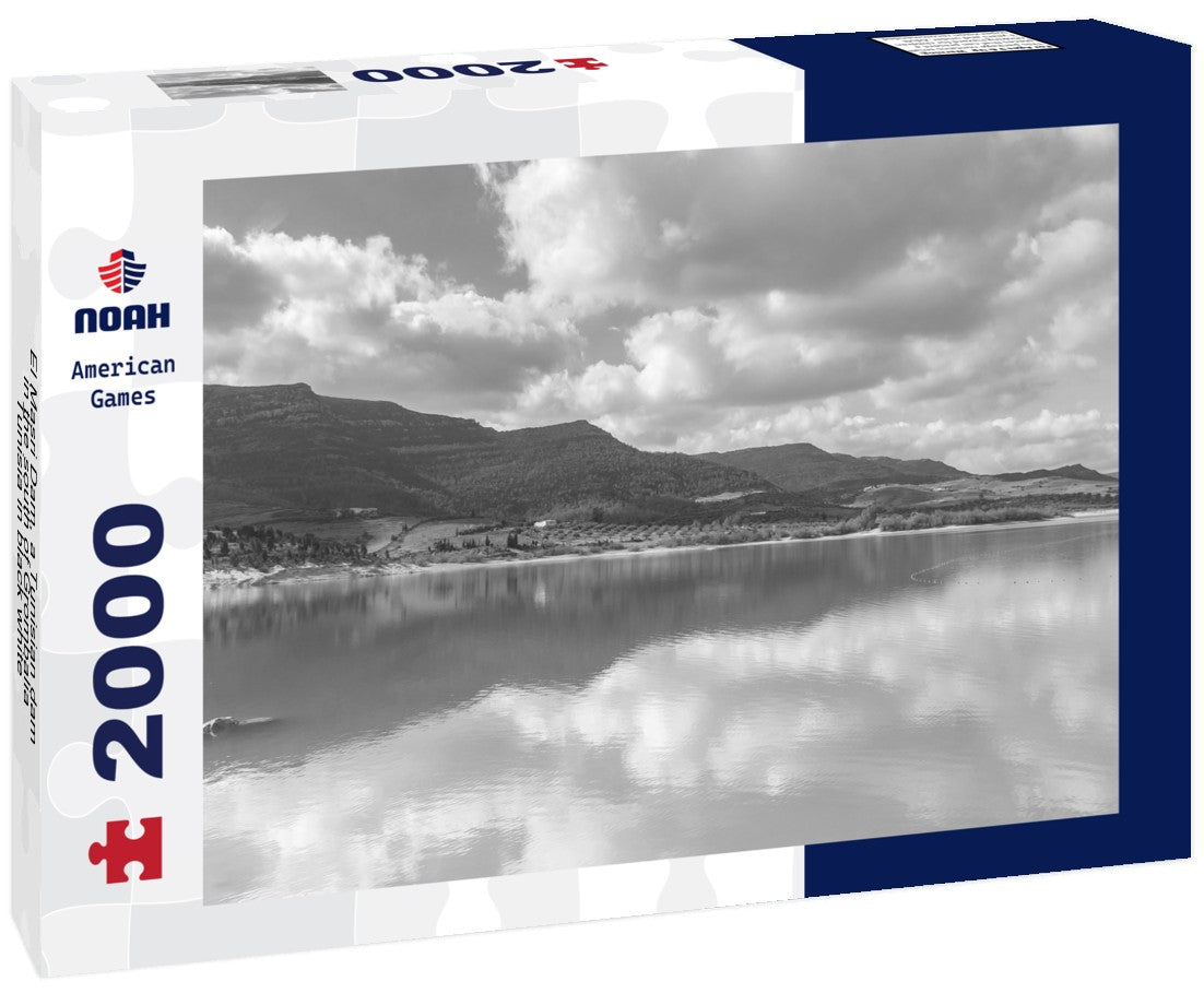 Noah Jigsaw Puzzle El Masri Dam, a Tunisian dam in the south of Grombalia, Tunisia in black white 2000 pieces