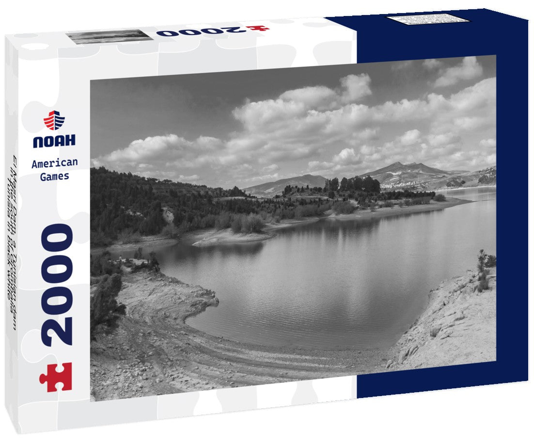 Noah Jigsaw Puzzle El Masri Dam, a Tunisian dam in the south of Grombalia, Tunisia in black white 2000 pieces