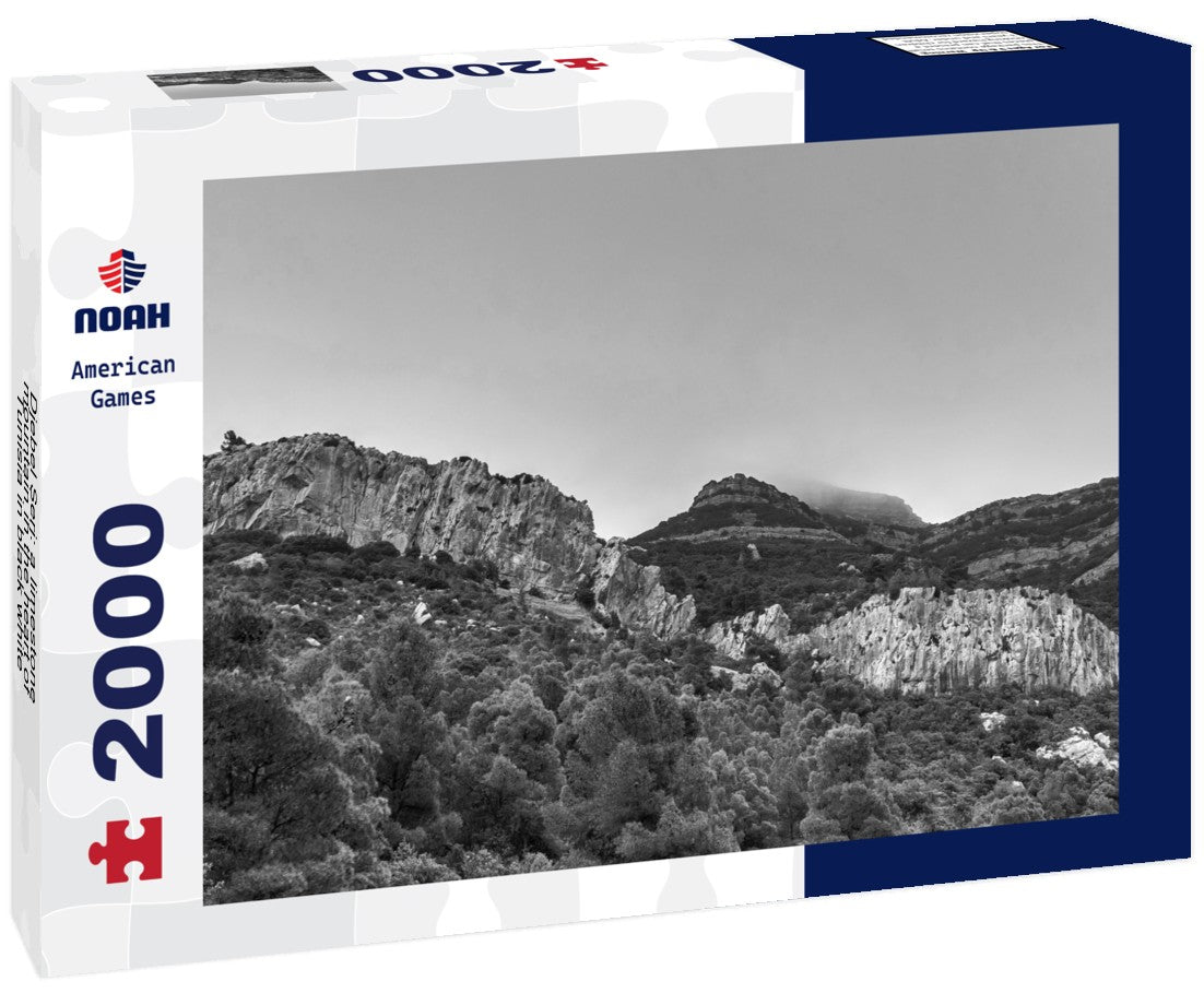 Noah Jigsaw Puzzle Djebel Serj: a limestone mountain in the heart of Tunisia in black white 2000 pieces