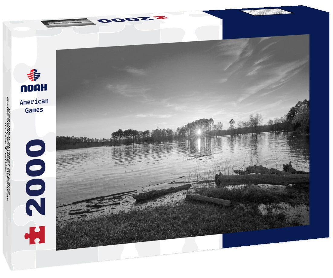 Noah Jigsaw Puzzle Beautiful sunset at Lake Biber near Rogers, Arkansas in black white 2000 pieces
