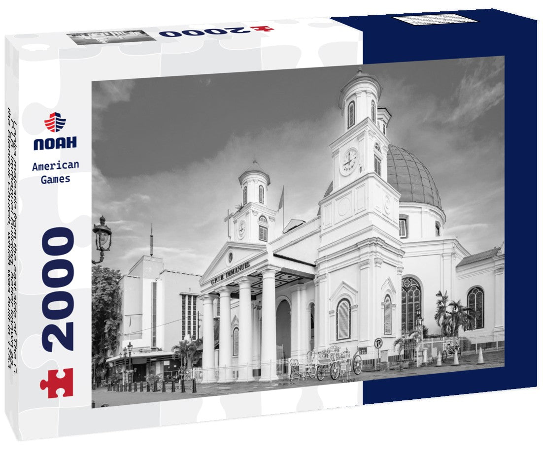 Noah Jigsaw Puzzle Looks majestic from the east side of The G.P.I.B. Immanuel Building, better known as the Blenduk Church, which was built in 1753 in Semarang, Indonesia in black white 2000 pieces