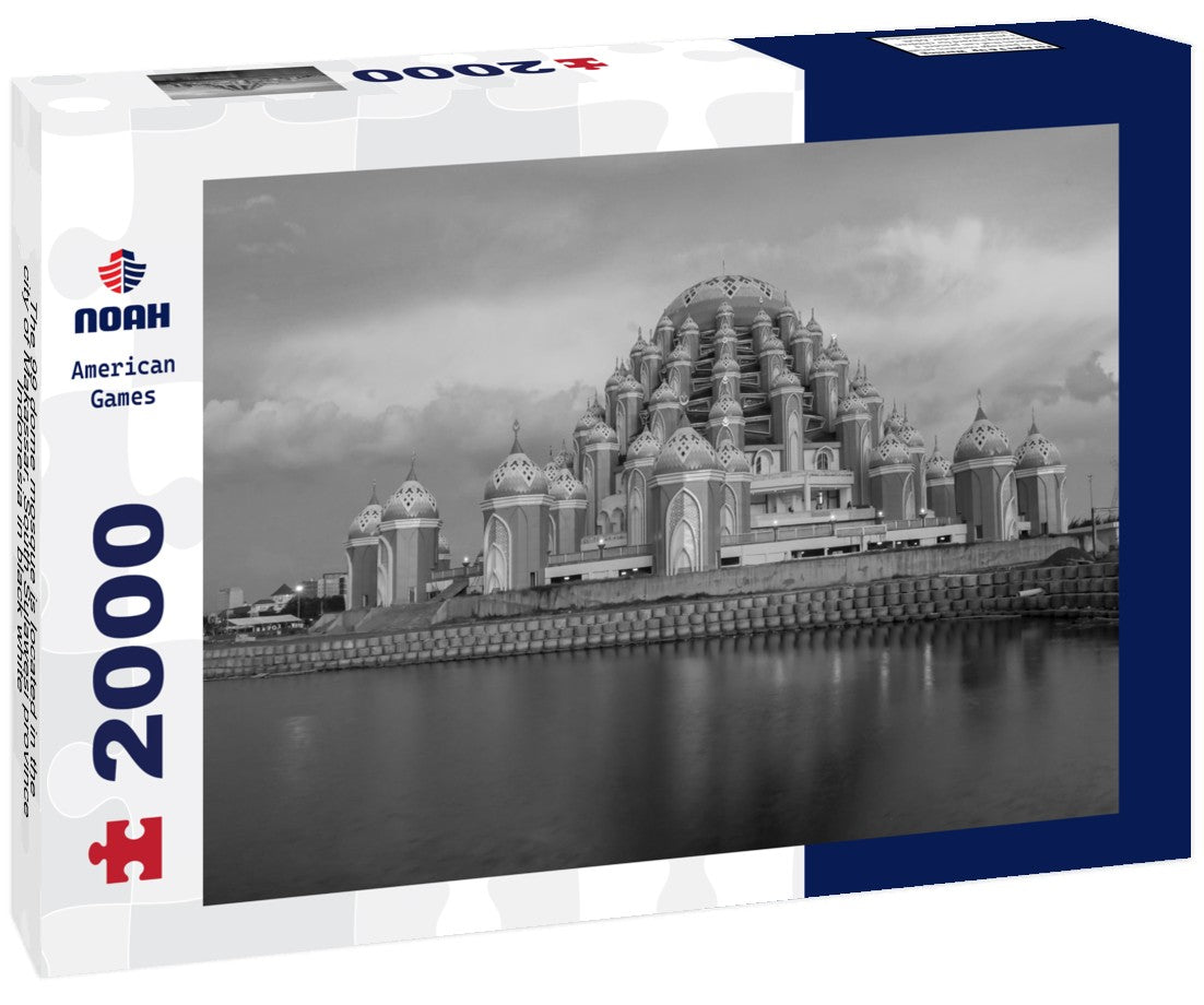 Noah Jigsaw Puzzle The 99 dome mosque is located in the city of Makassar, South Sulawesi province, Indonesia in black white 2000 pieces