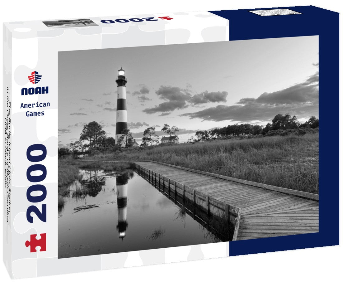 Noah Jigsaw Puzzle The Bodie Island Light Station in the Outer Banks of North Carolina, USA in black white 2000 pieces
