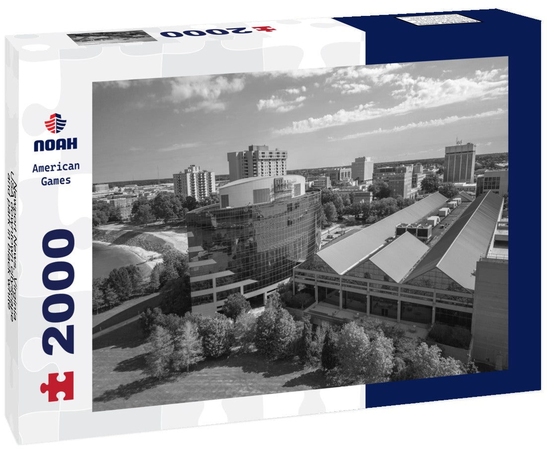 Noah Jigsaw Puzzle Newport News, Virginia, USA downtown cityscape and park in black white 2000 pieces