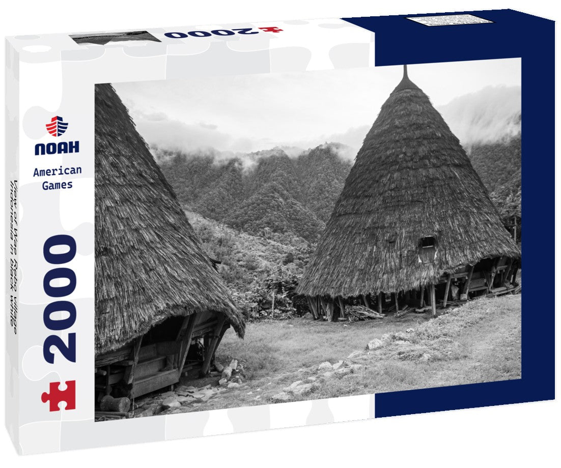 Noah Jigsaw Puzzle View of Wae Rebo village, Indonesia in black white 2000 pieces