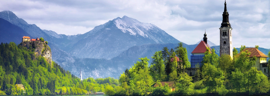 Noah Jigsaw Puzzle Lake Bled, church and castle, Slovenia, panorama Panorama 1000 Pieces