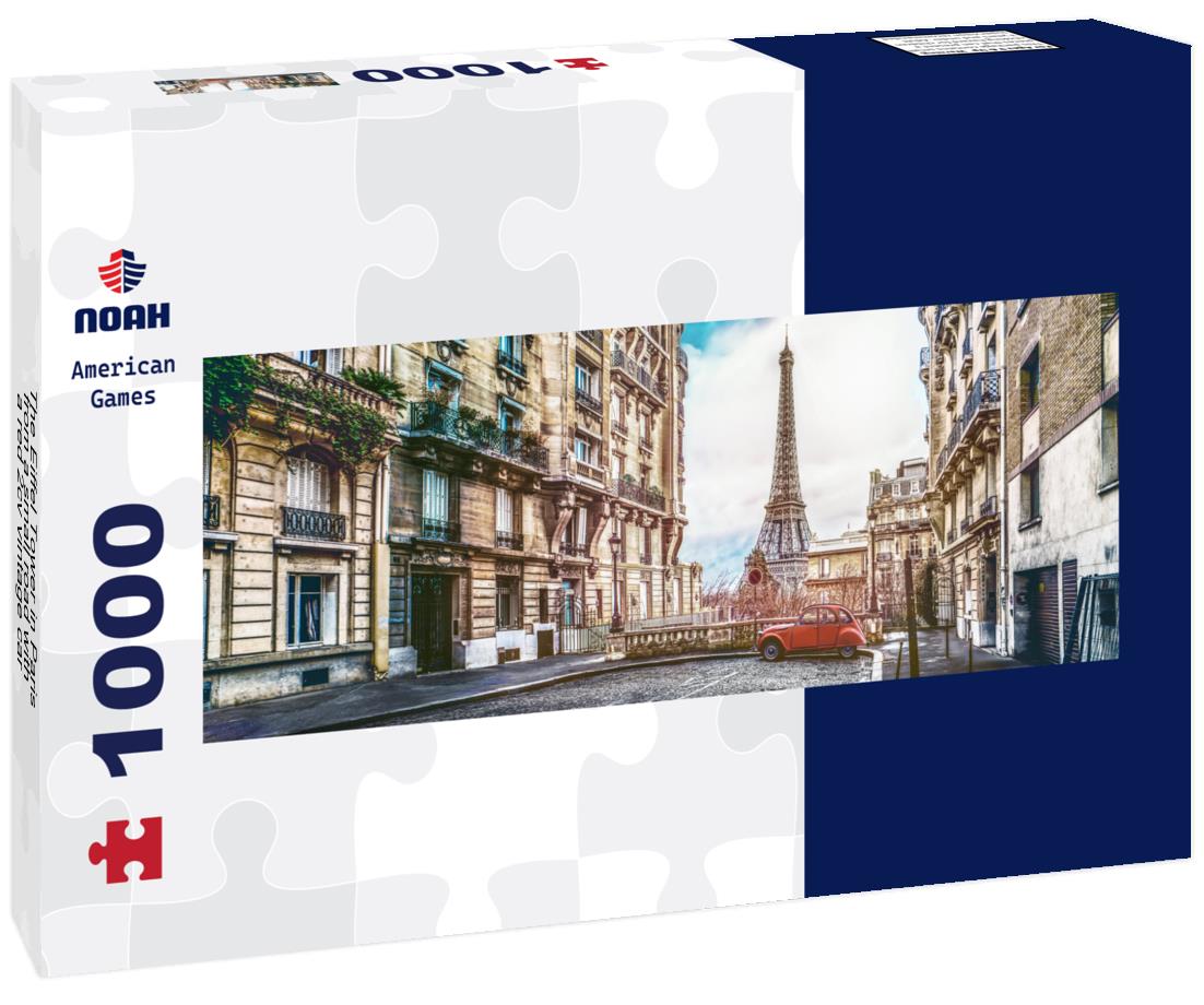 Noah Jigsaw Puzzle The Eiffel Tower in Paris from a small road with a red 2cv vintage car, France, Panorama Panorama 1000 Pieces