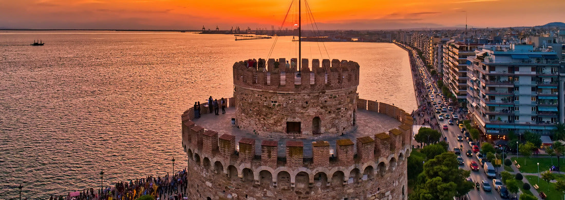 Noah Jigsaw Puzzle Aerial view of the famous White Tower of Thessaloniki at sunset, Greece, panorama Panorama 1000 Pieces