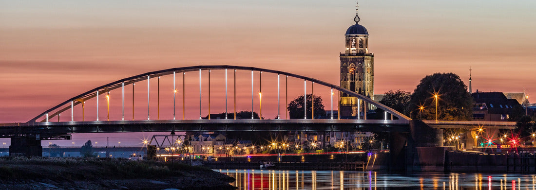 Noah Jigsaw Puzzle Deventer bridges over the river IJssel at sunset, panorama Panorama 1000 Pieces