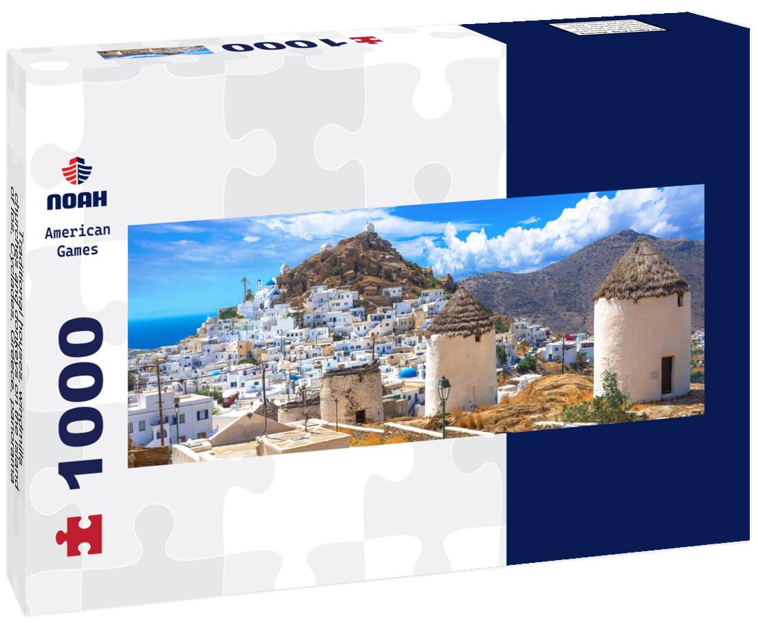 Noah Jigsaw Puzzle Traditional houses, windmills, churches and donkeys on the island of Ios, Cyclades, Greece, panorama Panorama 1000 Pieces