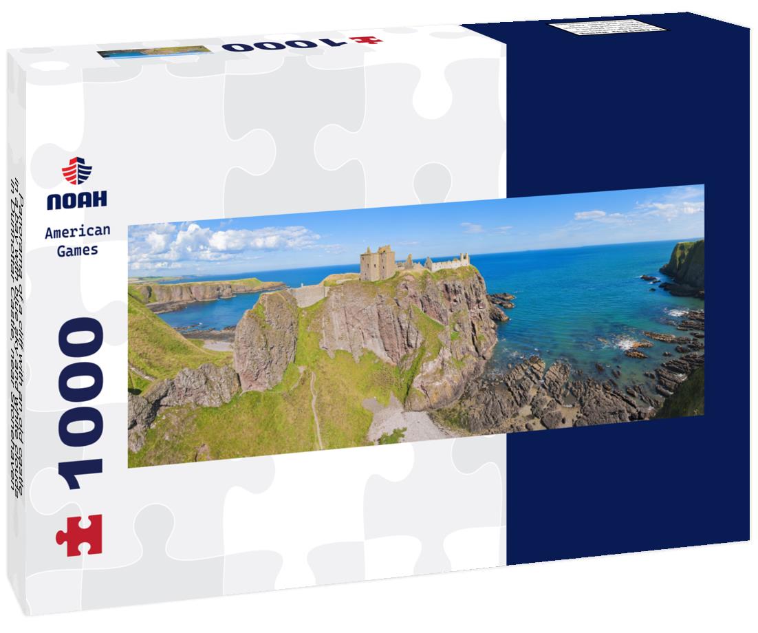 Noah Jigsaw Puzzle Panorama of a cliff with an old castle in a bay with blue sky and white clouds in Dunnottar Castle, near Stonehaven, Aberdeenshire, Scotland, Panorama Panorama 1000 Pieces