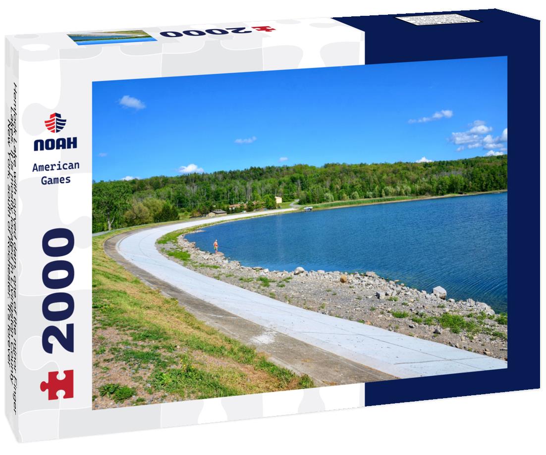 Noah Jigsaw Puzzle Hemlock Lake with curved dam, one of the minor Finger Lakes, Livingston County, New York, south of Rochester 2000 pieces
