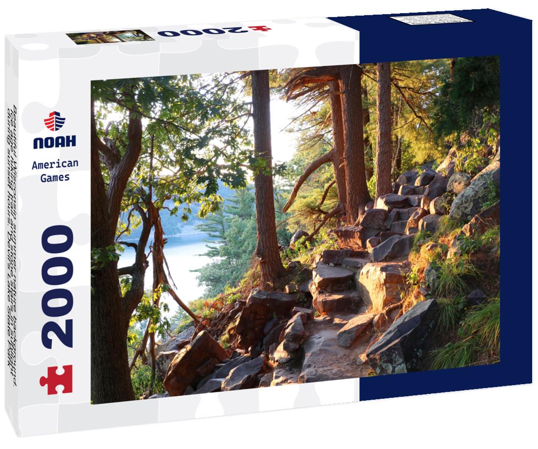 Noah Jigsaw Puzzle Ice age hiking trail and stone stairs in sunlight during sunset hours. Devil's Lake State Park, Baraboo area, Wisconsin, Midwest USA 2000 pieces