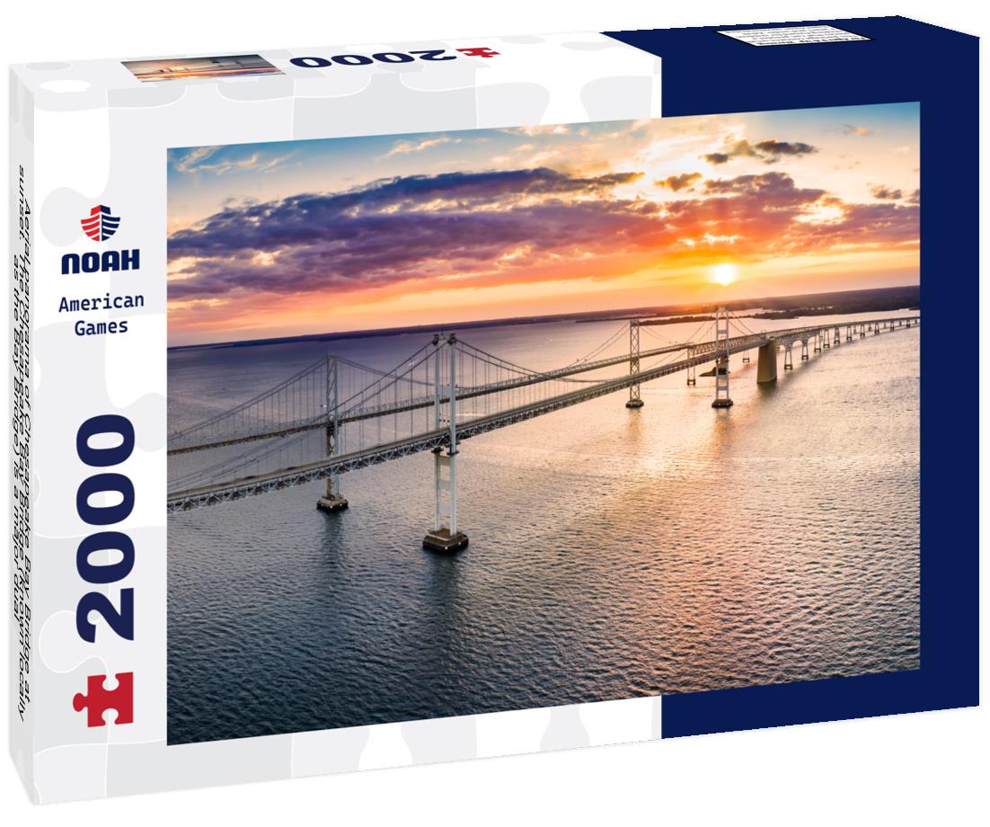 Noah Jigsaw Puzzle Aerial panorama of Chesapeake Bay Bridge at sunset. The Chesapeake Bay Bridge (known locally as the Bay Bridge) is a major dual-span bridge in the U.S. state of Maryland 2000 pieces