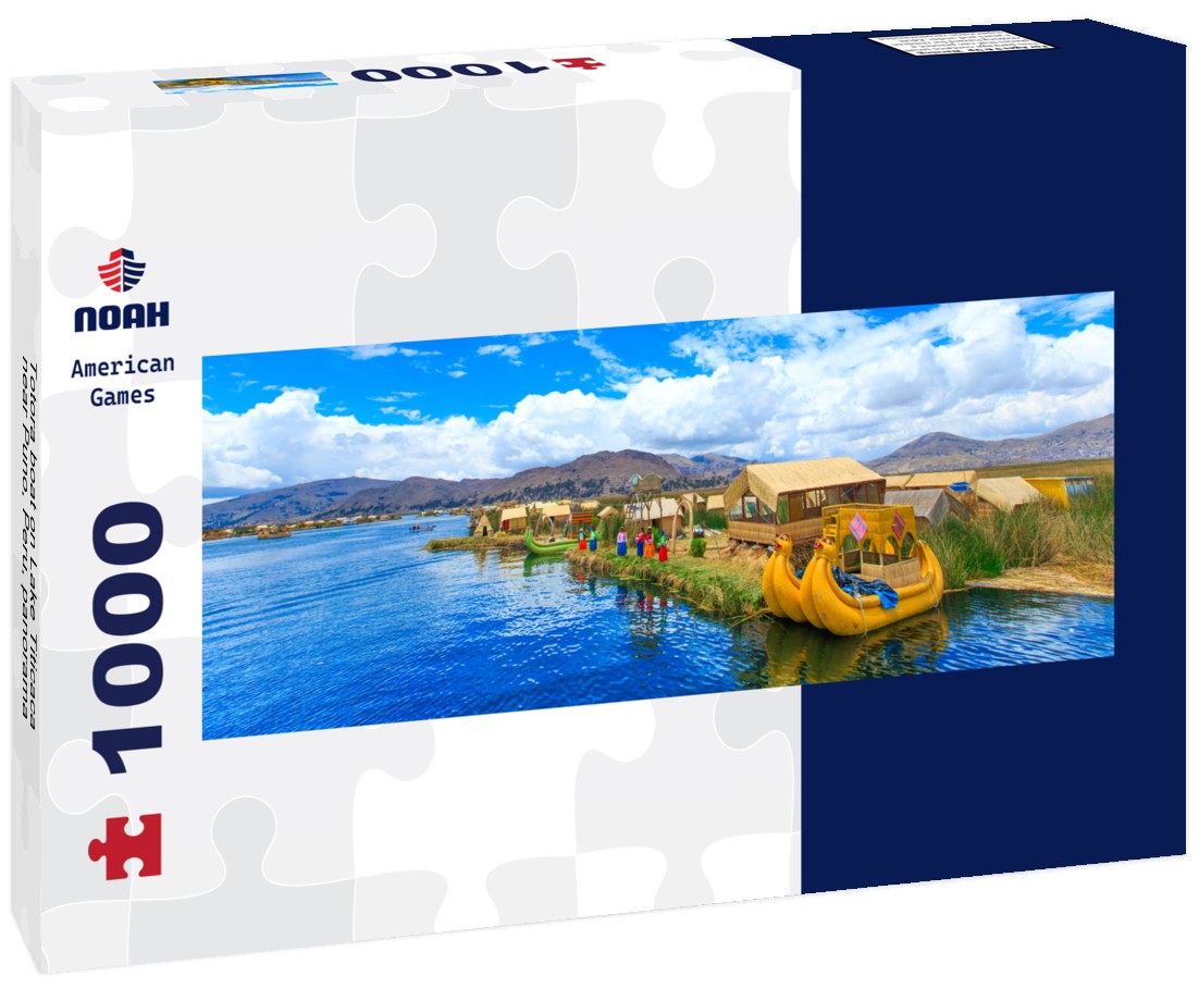 Noah Jigsaw Puzzle Totora boat on Lake Titicaca near Puno, Peru, Panorama 1000 Pieces
