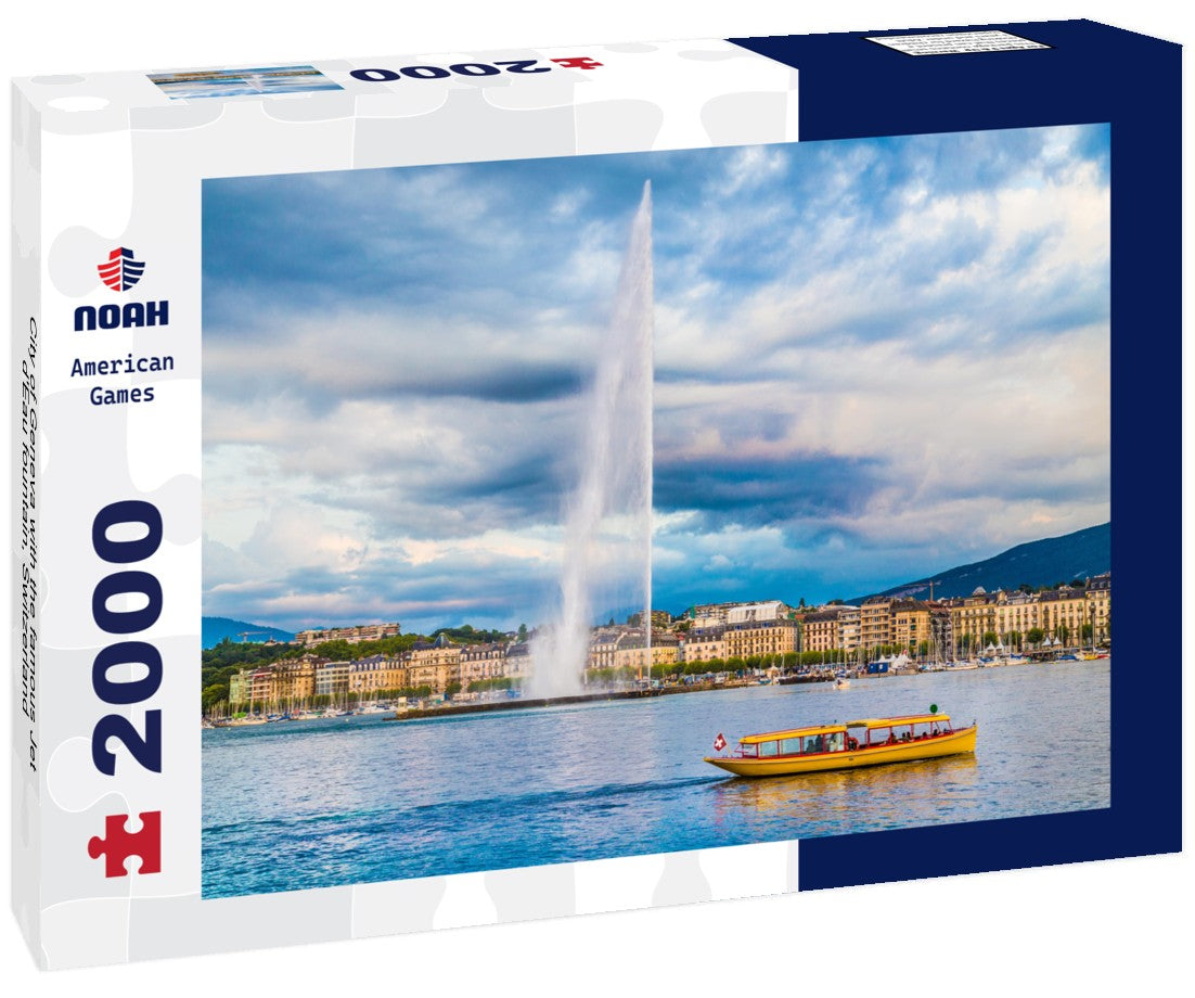 Noah Jigsaw Puzzle City of Geneva with the famous Jet d'Eau fountain, Switzerland 2000 Pieces