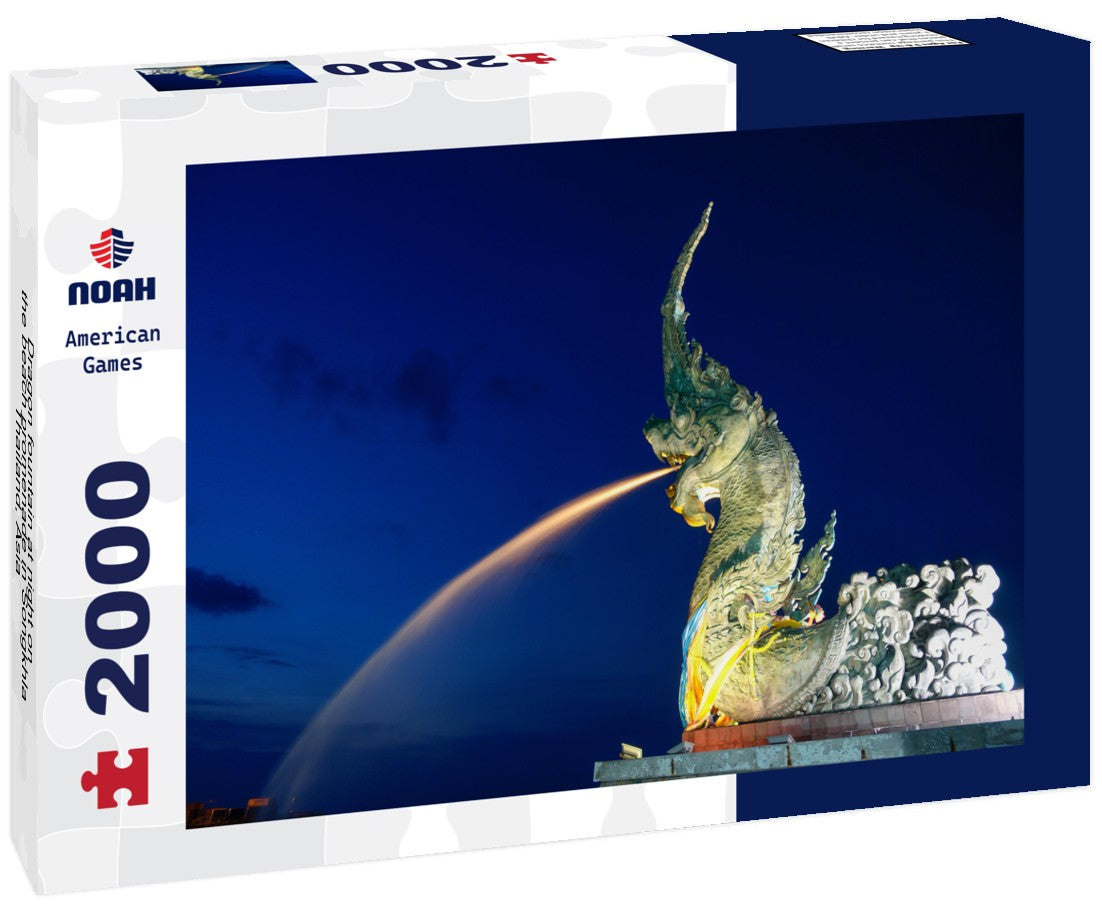Noah Jigsaw Puzzle Dragon fountain at night on the beach promenade in Songkhla, Thailand, Asia 2000 Pieces
