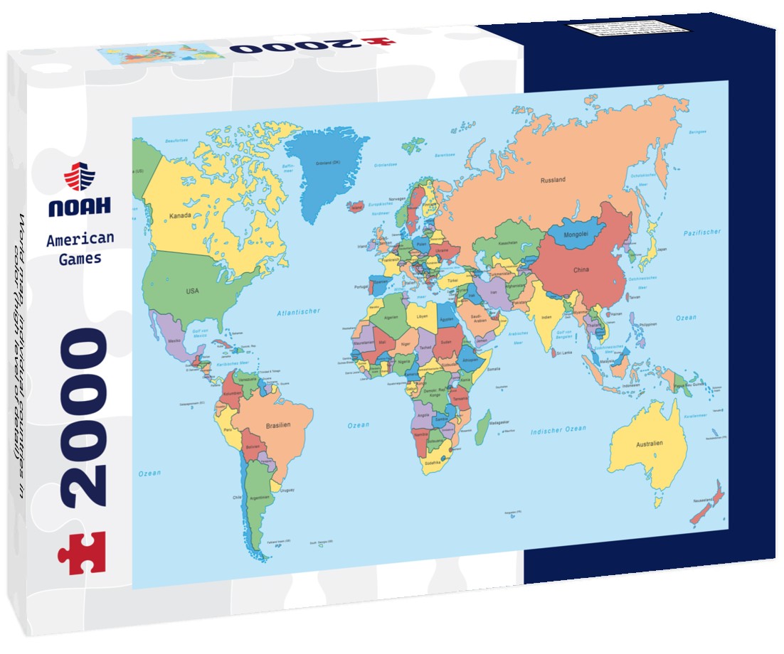Noah Jigsaw Puzzle World map - individual countries in color (high level of detail) 2000 Pieces