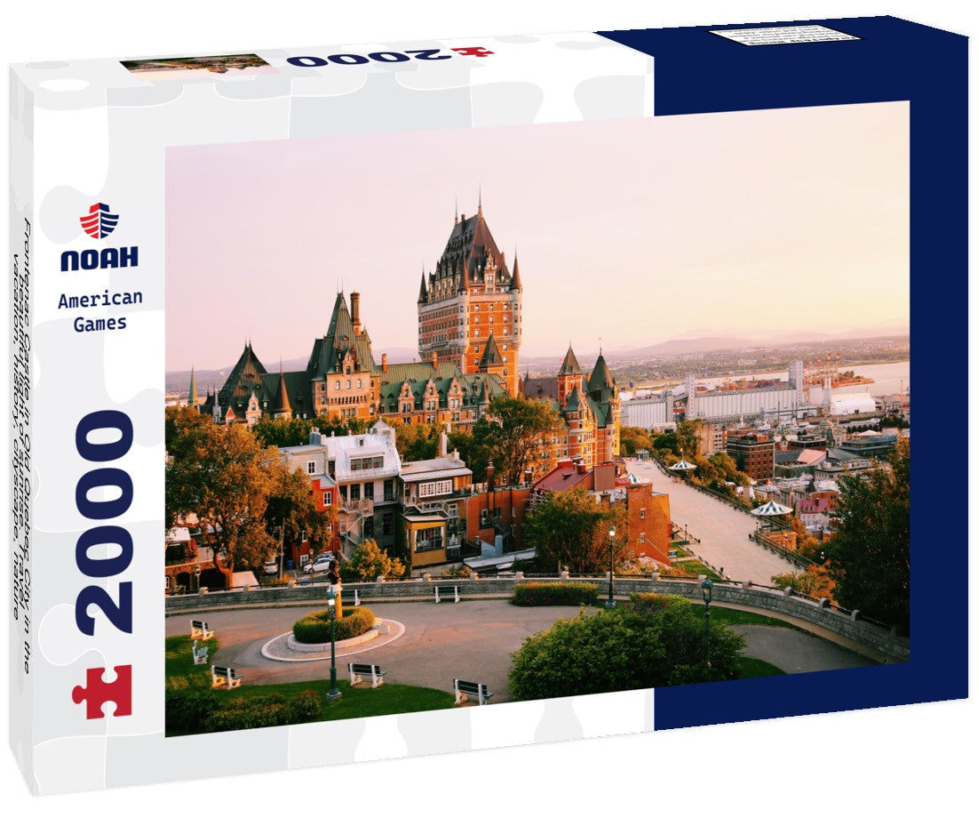 Noah Jigsaw Puzzle Frontenac Castle in Old Quebec City in the beautiful light of sunrise. Travel, vacation, history, cityscape, nature, summer, hotels and architectural concept 2000 Pieces