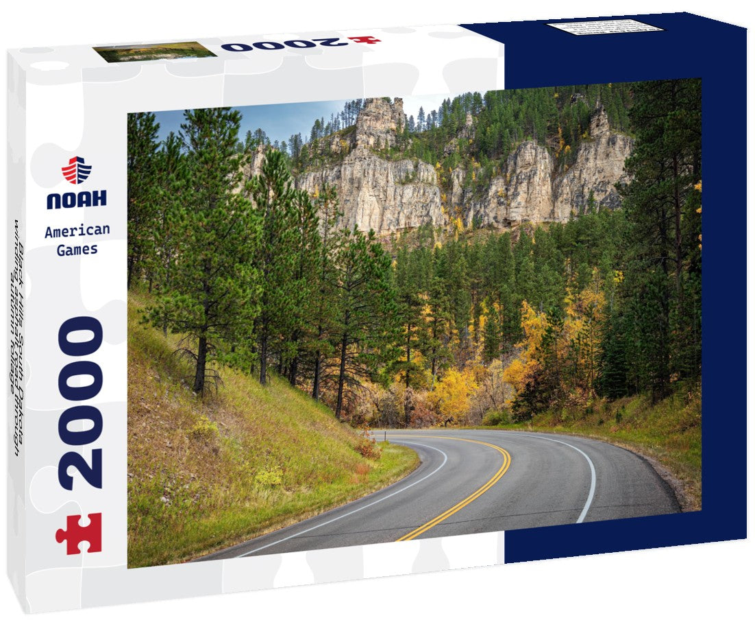 Noah Jigsaw Puzzle Black Hills South Dakota winding asphalt road through autumn foliage 2000 pieces