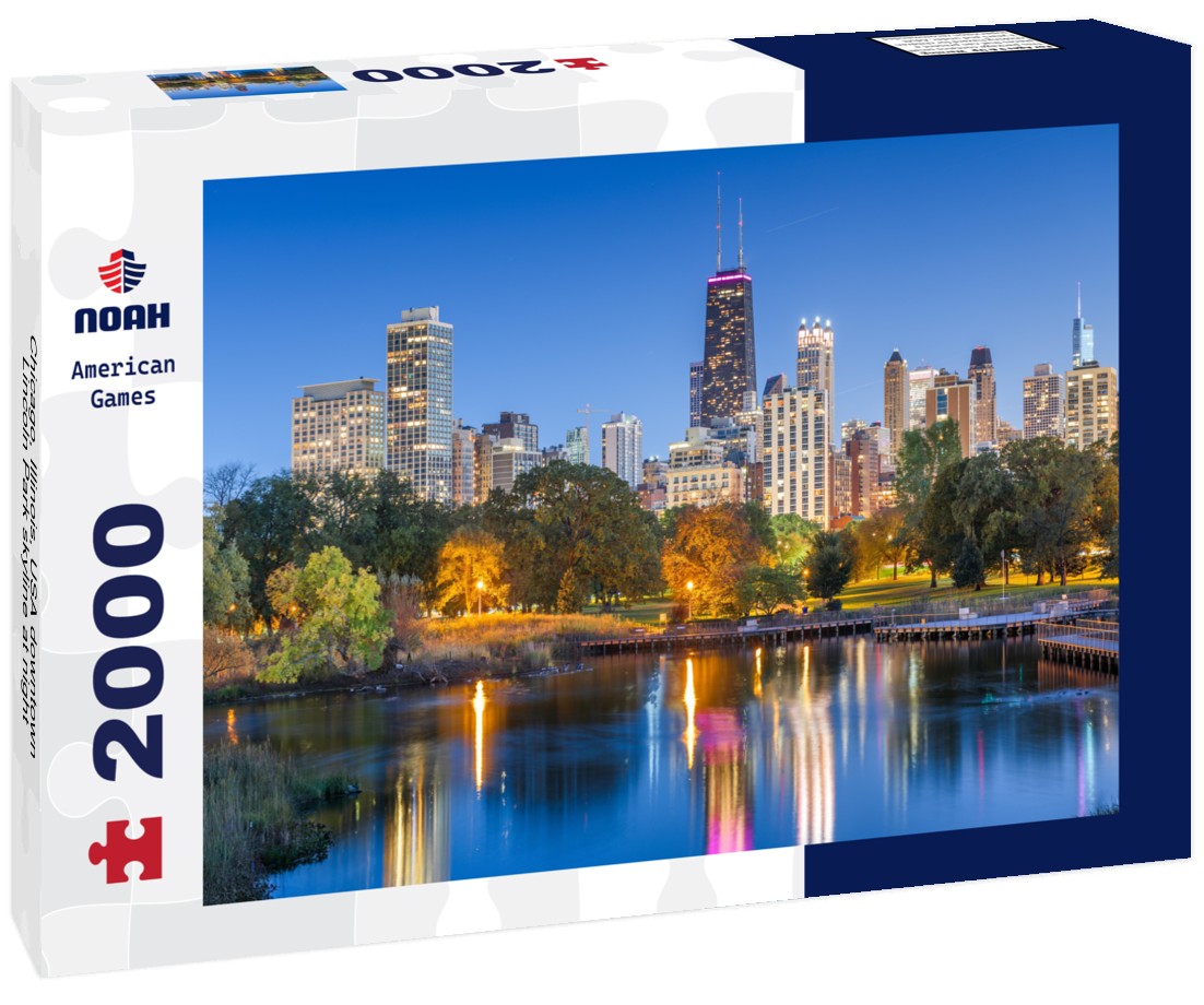 Noah Jigsaw Puzzle Chicago, Illinois, USA downtown Lincoln Park skyline at night 2000 pieces