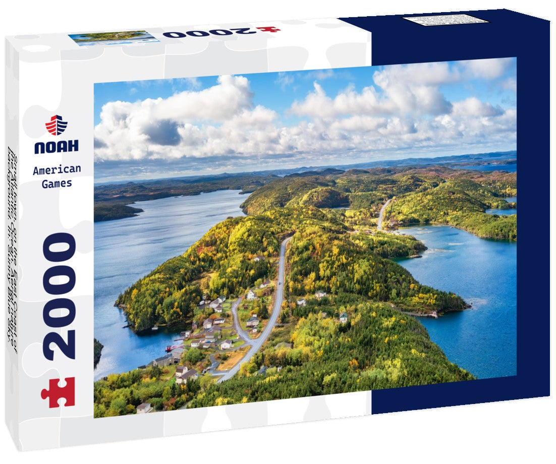 Noah Jigsaw Puzzle Small town, on the East Coast of the Atlantic Ocean. Aerial nature background. In: Sunny Blue Sky. Newfoundland, Canada 2000 pieces
